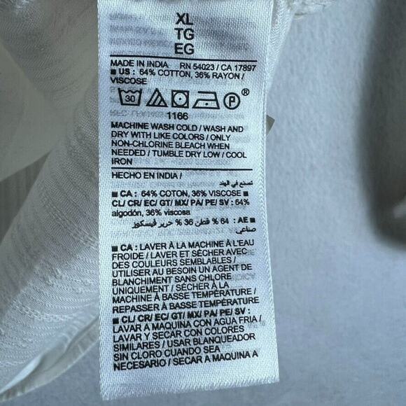 Old Navy Blouse Women's XL Textured Dobby Top Sea Salt Cream Boho Peasant - Picture 8 of 10